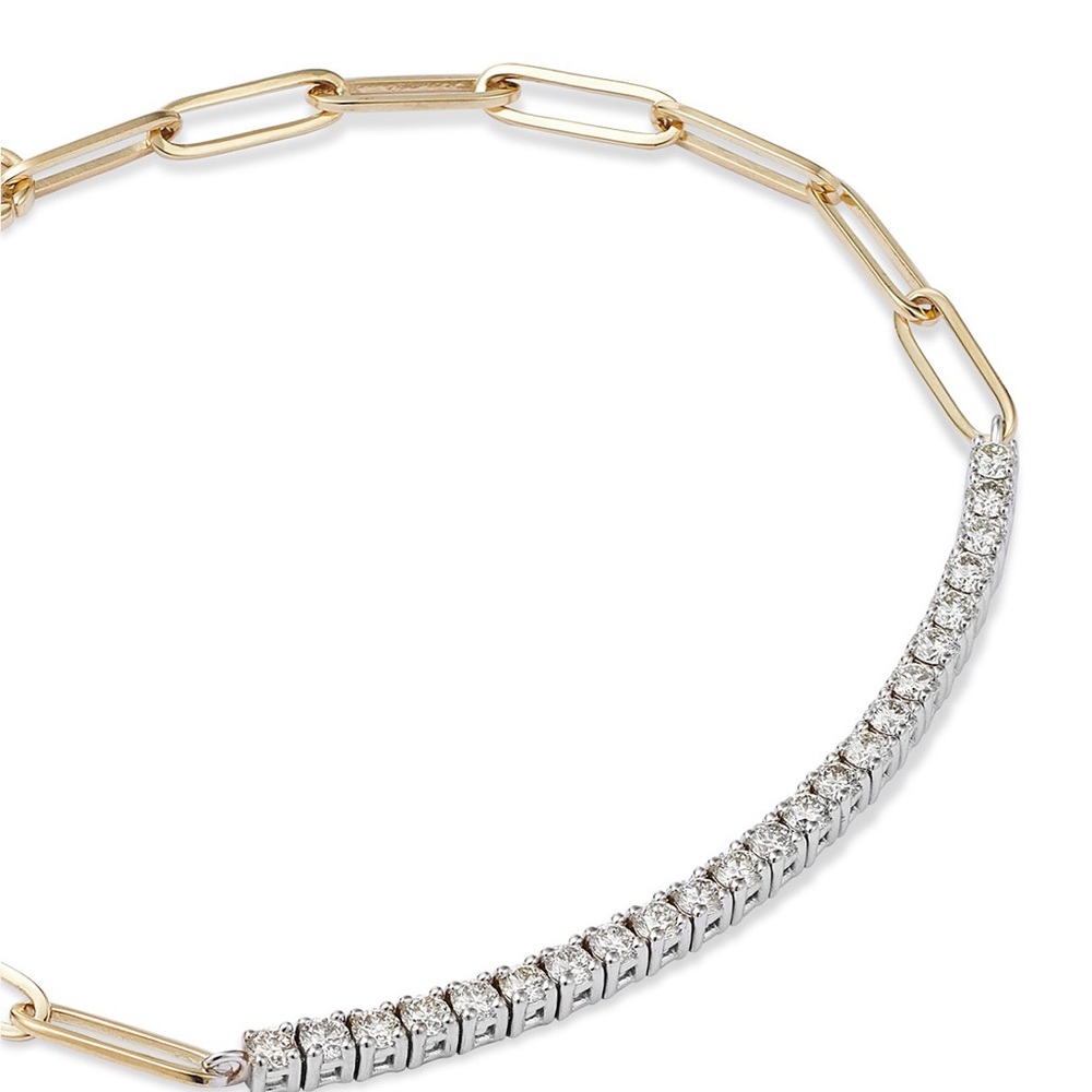 Bloomingdale’s 14K yellow and white gold link diamond bracelet